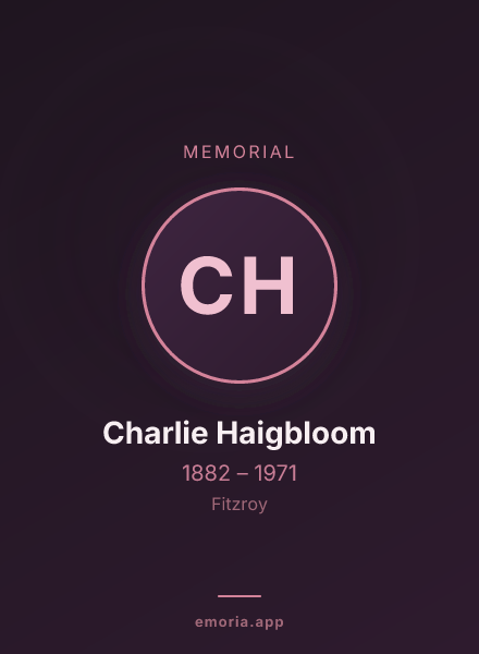 Memorial portrait of Charlie Haigbloom
