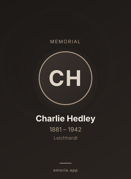 Memorial portrait of Charlie Hedley
