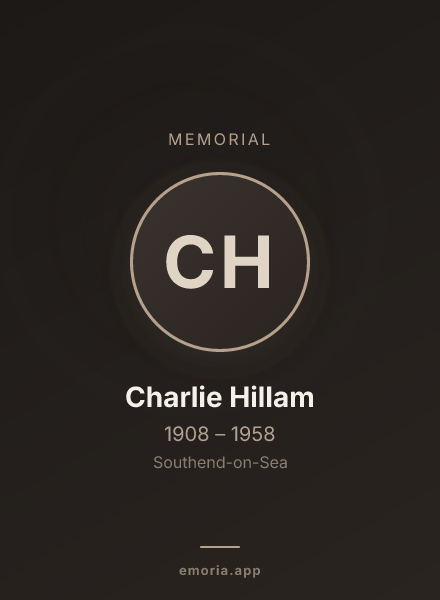 Memorial portrait of Charlie Hillam