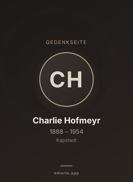 Gedenkportrait von Charlie Hofmeyr