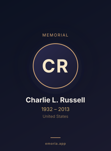 Memorial portrait of Charlie L. Russell