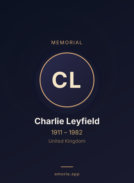 Memorial portrait of Charlie Leyfield