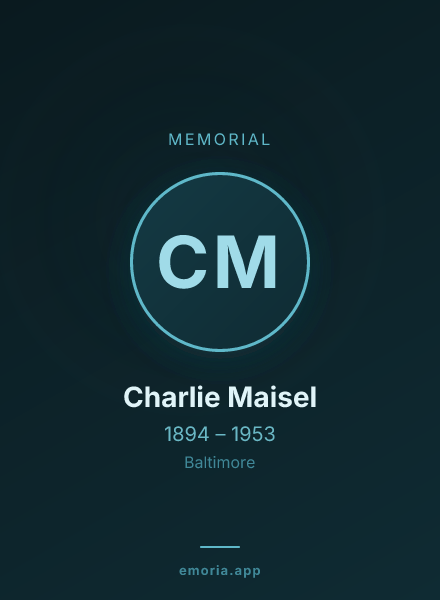 Memorial portrait of Charlie Maisel