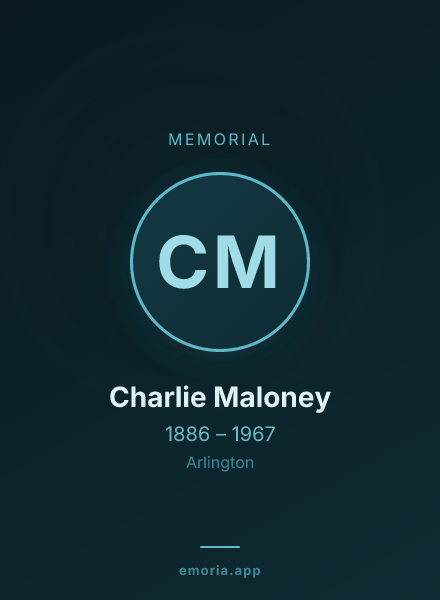 Memorial portrait of Charlie Maloney