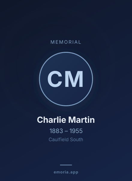 Memorial portrait of Charlie Martin