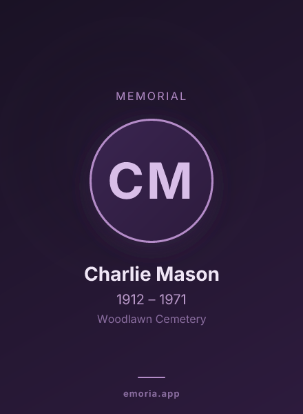 Memorial portrait of Charlie Mason