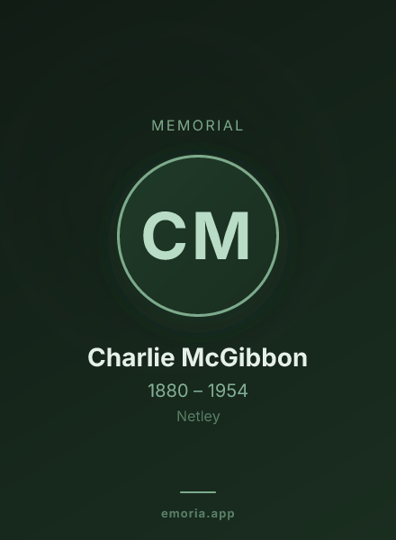 Memorial portrait of Charlie McGibbon