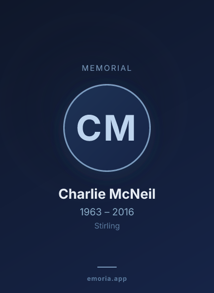 Memorial portrait of Charlie McNeil