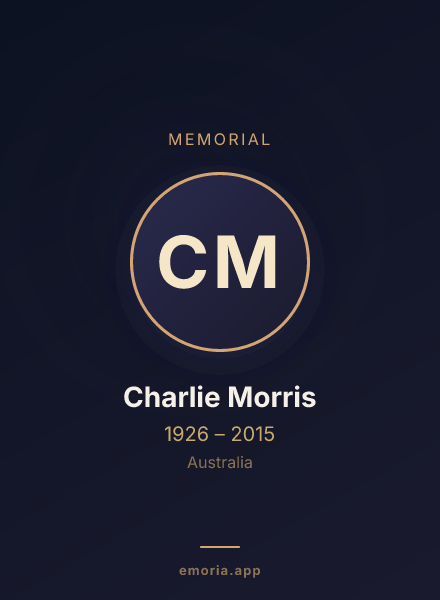Memorial portrait of Charlie Morris