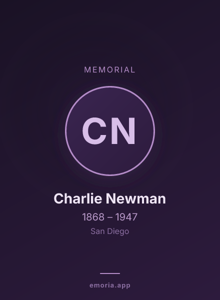 Memorial portrait of Charlie Newman
