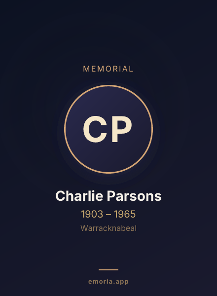 Memorial portrait of Charlie Parsons