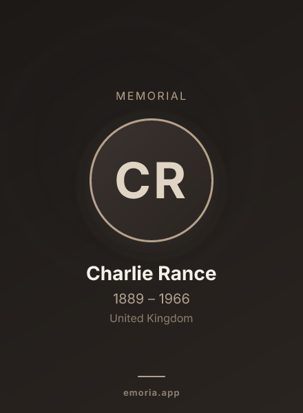Memorial portrait of Charlie Rance