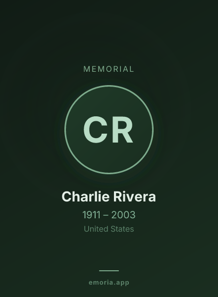 Memorial portrait of Charlie Rivera