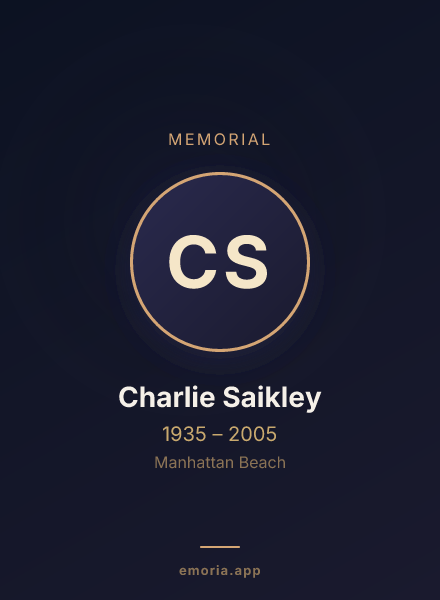 Memorial portrait of Charlie Saikley