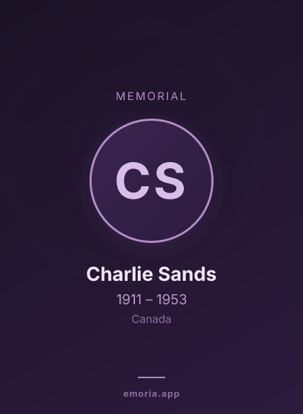 Memorial portrait of Charlie Sands