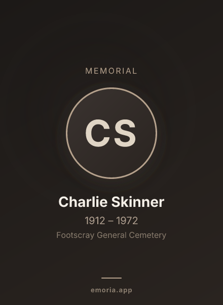 Memorial portrait of Charlie Skinner