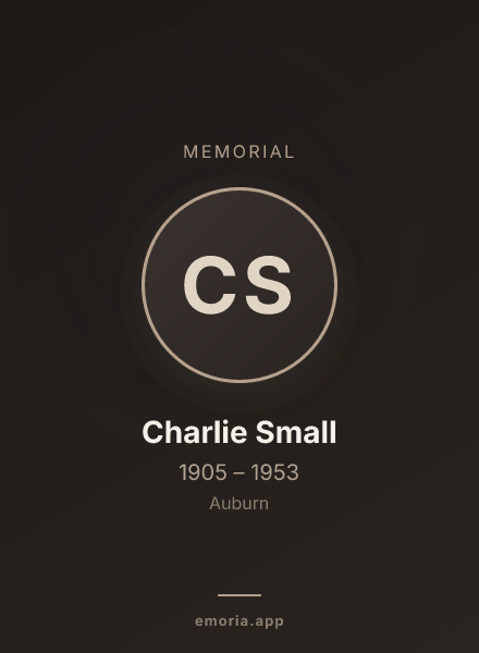 Memorial portrait of Charlie Small