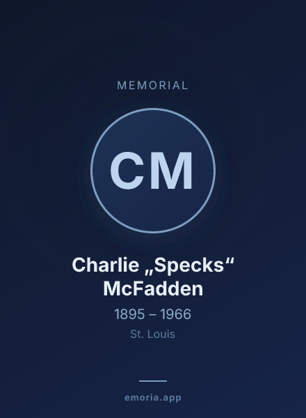 Memorial portrait of Charlie „Specks“ McFadden