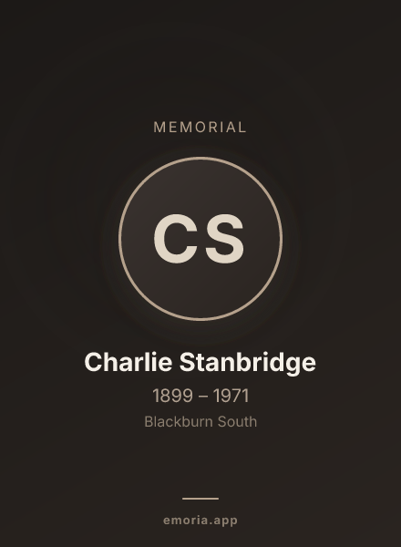 Memorial portrait of Charlie Stanbridge