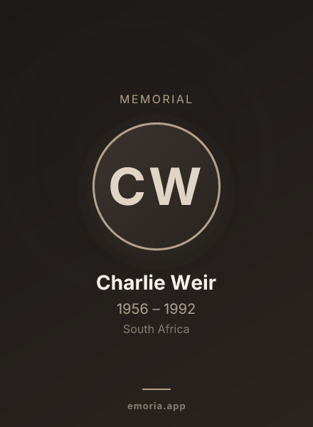 Memorial portrait of Charlie Weir