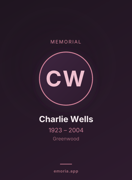 Memorial portrait of Charlie Wells