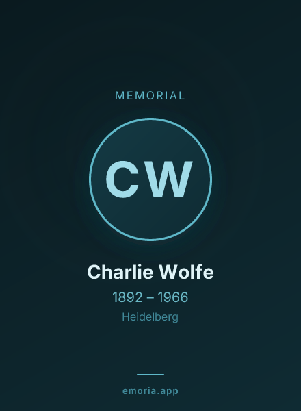 Memorial portrait of Charlie Wolfe