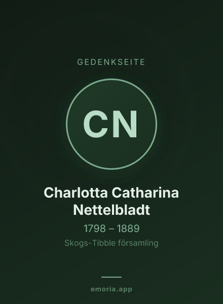 Gedenkportrait von Charlotta Catharina Nettelbladt