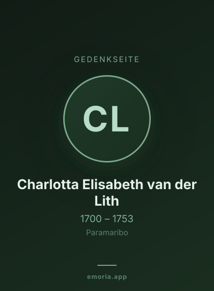 Gedenkportrait von Charlotta Elisabeth van der Lith