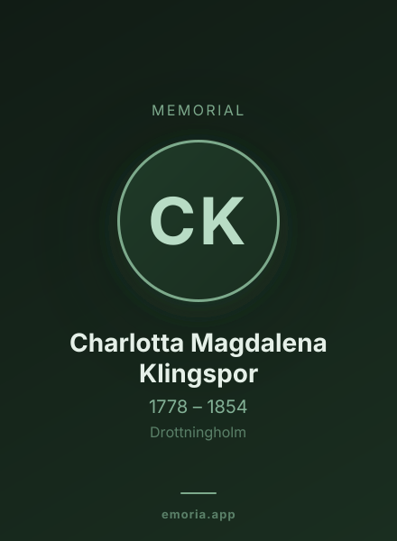 Memorial portrait of Charlotta Magdalena Klingspor