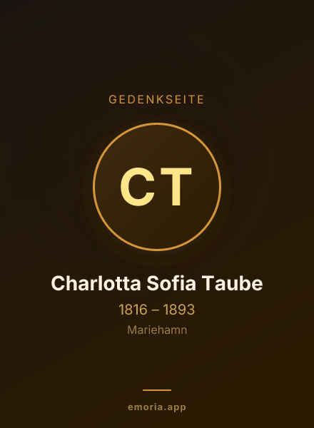 Gedenkportrait von Charlotta Sofia Taube