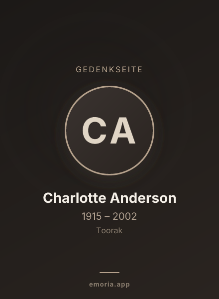 Gedenkportrait von Charlotte Anderson