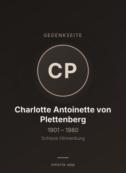 Gedenkportrait von Charlotte Antoinette von Plettenberg