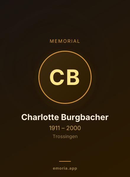 Memorial portrait of Charlotte Burgbacher