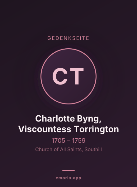 Gedenkportrait von Charlotte Byng, Viscountess Torrington