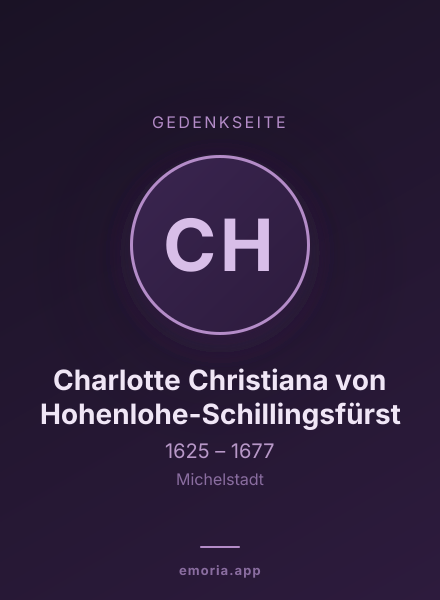 Gedenkportrait von Charlotte Christiana von Hohenlohe-Schillingsfürst