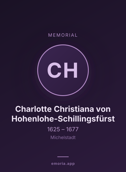 Memorial portrait of Charlotte Christiana von Hohenlohe-Schillingsfürst