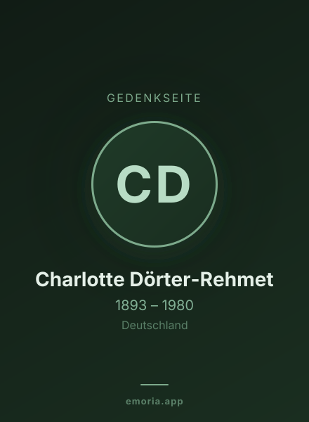 Gedenkportrait von Charlotte Dörter-Rehmet
