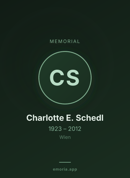Memorial portrait of Charlotte E. Schedl