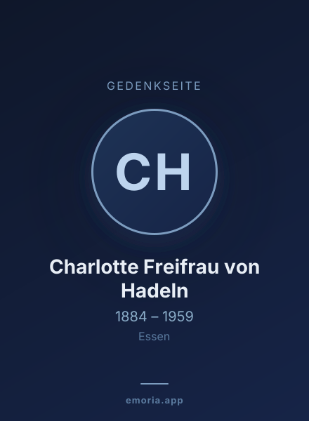 Gedenkportrait von Charlotte Freifrau von Hadeln