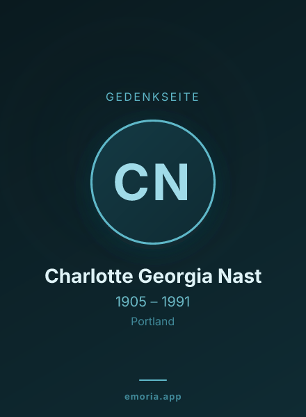 Gedenkportrait von Charlotte Georgia Nast