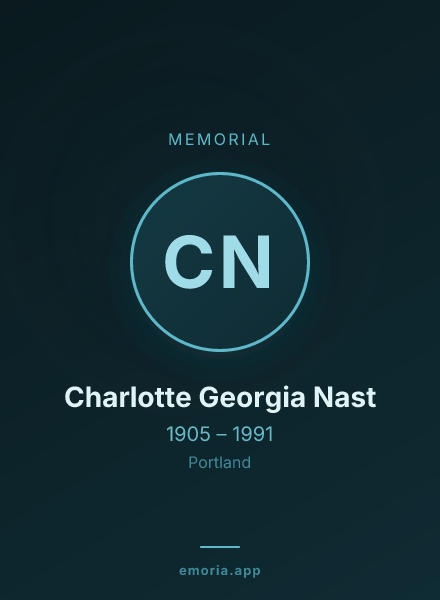 Memorial portrait of Charlotte Georgia Nast