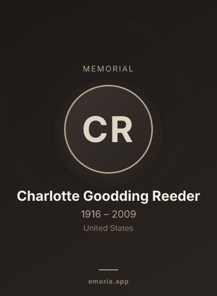 Memorial portrait of Charlotte Goodding Reeder