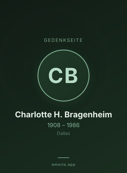 Gedenkportrait von Charlotte H. Bragenheim