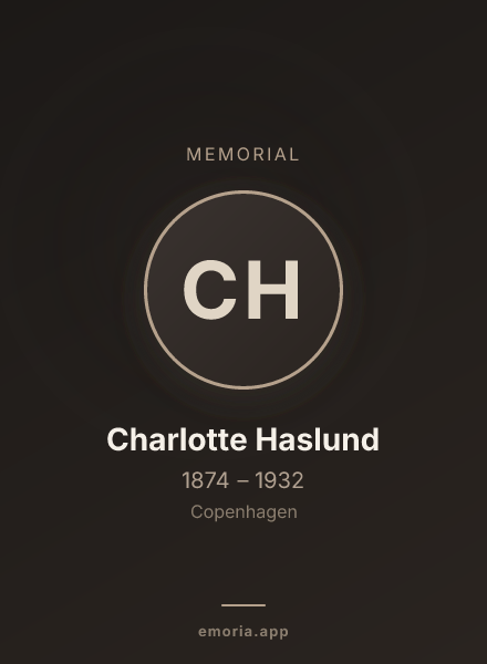 Memorial portrait of Charlotte Haslund