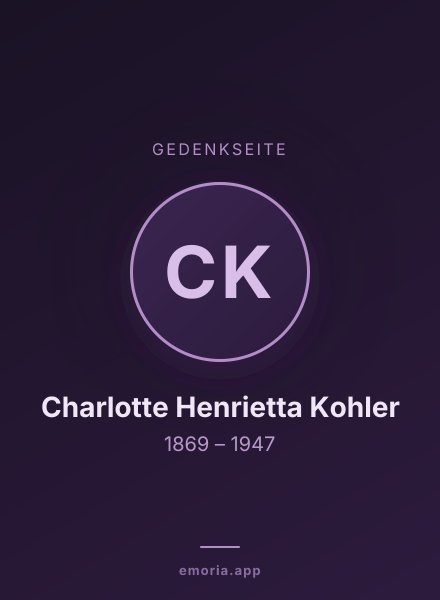 Gedenkportrait von Charlotte Henrietta Kohler