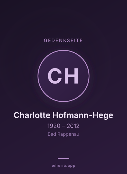 Gedenkportrait von Charlotte Hofmann-Hege