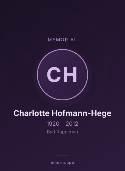 Memorial portrait of Charlotte Hofmann-Hege
