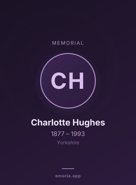 Memorial portrait of Charlotte Hughes