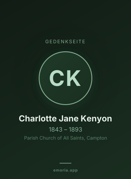 Gedenkportrait von Charlotte Jane Kenyon