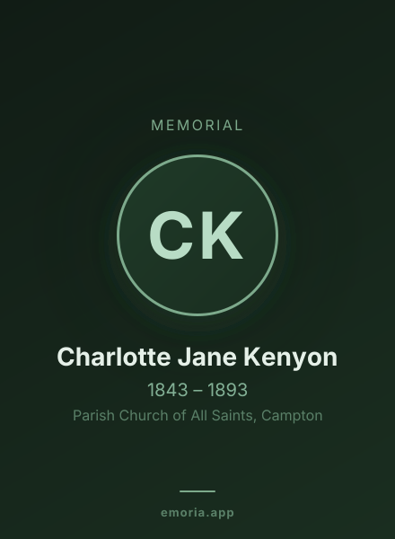 Memorial portrait of Charlotte Jane Kenyon